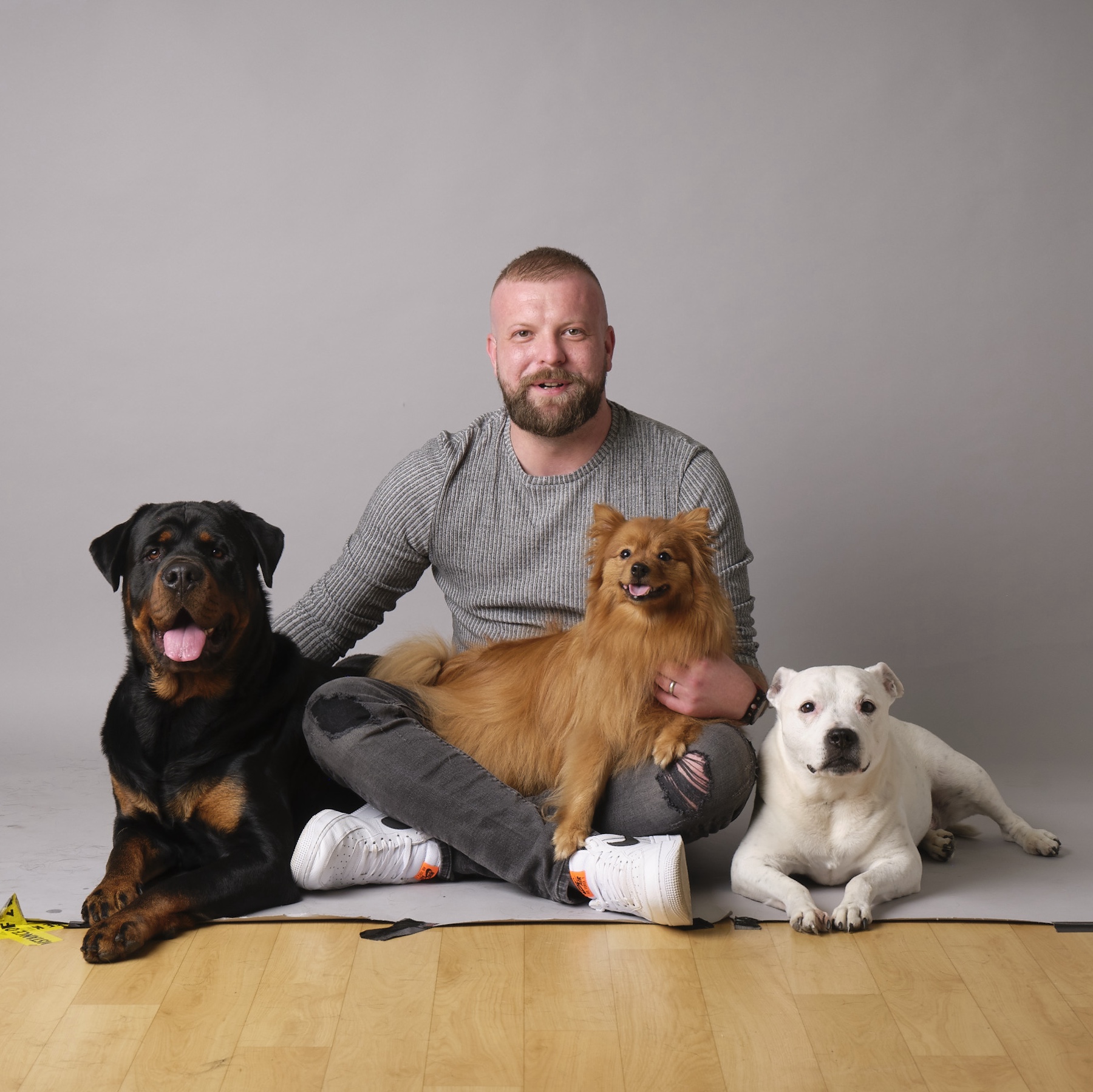 Adam Spivey with his dogs